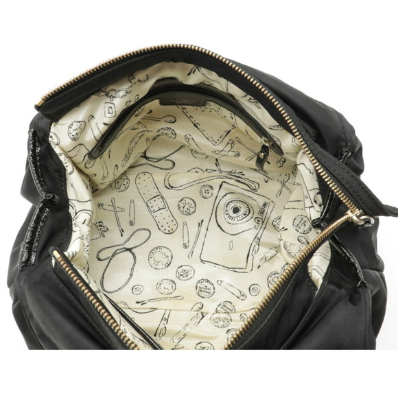 KATE SPADE Kate Small Karen shoulder bag handbag nylon patent leather black PXRU - Picture 5 of 9